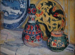Stilleben med orientalske figurer af Spencer Frederick Gore
