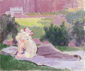 Kunstnerens kone i Garden of Rowlandson House af Spencer Frederick Gore