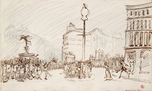 Street Scene-Piccadilly Circus, ca. 1900-tallet af Spencer Gore