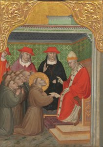 Sankt Frans foran paven Godkendelsen af den franciskanske regel, 13901400. af Spinello Aretino