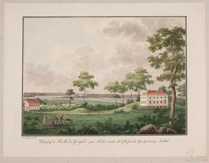 Udsigt af en Parcelle ved Grønsund på Falster under det Classenske Agerdyrknings Institut af Søren L. Lange