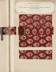 Bomuldsglaseret chintzprøve fra Poonary, købt i Madras, fra The Collection of the Textile Manufacturers of India, af John Forbes Watson, udgivet i 1866 af Sri Lankan School