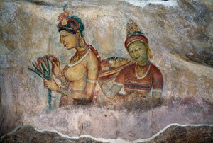 Maidens of Sigiriya, fresco, Sigiriya arkæologisk sted (Unesco World Heritage List