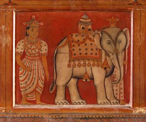 Vægmaleri af en elefant i Subdharama-templet, Dehiwala (vægmaleri)