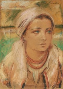 Krakow Ung pige med tørklæde af Stanisław Górski