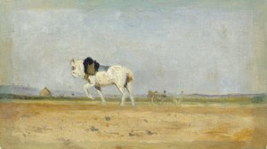 En plovhest på en mark af Stanislas Lepine