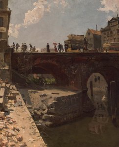 Bro i en fransk by af Stanislas Victor Edouard Lepine