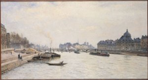 Pont des Arts, udsigt fra Pont Royal, ca. 1884 (olie) af Stanislas Victor Edouard Lepine