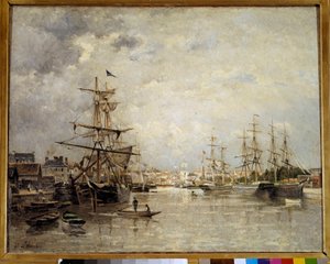 Havnen i Caen Maleri af Stanislas Lepine (1835-1892) 1859 Søn. 0,72x0,91 m Paris, Orsay Museum