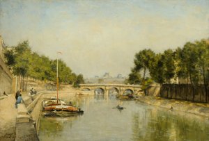The Banks of the Seine in Spring (olie på lærred) af Stanislas Victor Edouard Lepine