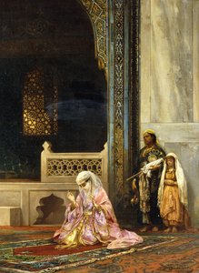 En tyrkisk dame beder i den grønne moske, Bursa, 1878 af Stanislaus von Chlebowski