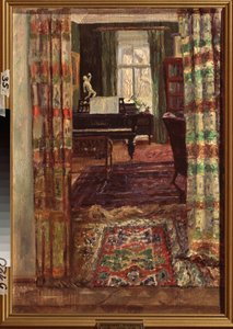 Interiør med et flygel. Maleri af Stanislav Yulianovich Zhukovsky (Zhukovsky) (1873-1944), olie på lærred af Stanislav Joulianovitch Joukovski