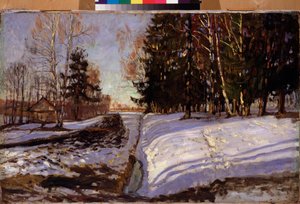Marts. Maleri af Stanislav Yulianovich Zhukovsky (Zhukovsky) (1873-1944), olie på lærred af Stanislav Joulianovitch Joukovski