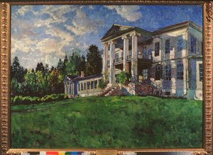 Sommermorgen. Rozhdestveno Mansion (Rusland). Maleri af Stanislav Yulianovich Zhukovsky (Zhukovsky) (1873-1944), olie på lærred