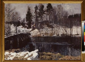 Forår. Maleri af Stanislav Yulianovich Zhukovsky (Zhukovsky) (1873-1944), olie på lærred. Russisk kunst, begyndelsen af ​​det 20. århundrede, art nouveau, modernisme. Statens Kunstmuseum for Republikken Karelen, Petrozavodsk (Rusland). af Stanislav Joulianovitch Joukovski