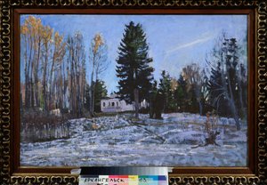 En gammel landejendom. Maleri af Stanislav Yulianovich Zhukovsky (Zhukovsky) (1873-1944), olie på lærred