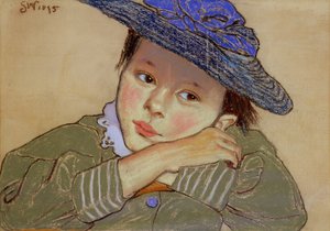 Pige i en blå hat, 1895 (pastel på papir)