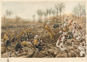 Cameron Highlanders tager en stockade, Atbara, 8. april 1898 (fotolitografi) af Stanley Berkeley