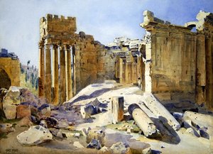 Ruiner ved Baalbek, ca. 1905 (akvarel på papir)