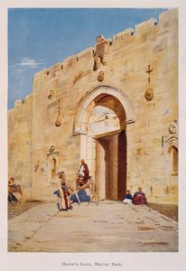 Akvarel af Stanley Inchbold, forestillende Kong David eller Zionporten, i Jerusalem, Palæstina 1906
