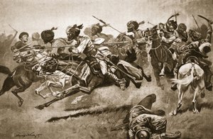 På ekspeditionen til Pao-ting-fu: En ladning af Bengal Lancers, illustration fra 