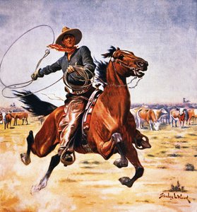 Cowboy med lasso af Stanley L. Wood