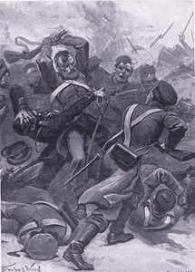 Inkerman: The 55th (2nd Border) Regiment charging the Russians, illustration fra British Battles on Land and Sea, 1915 af Stanley L. Wood