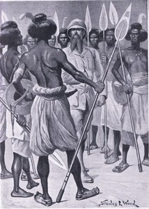 Den type kriger Burton mødte i Somaliland, illustration fra Cassells Romance of Famous Lives, ca. 1940 af Stanley L. Wood