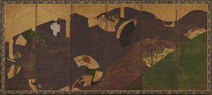 Vedbend vinstokke, broer og flydende vifter, Momoyama eller Edo periode, tidligt 17. århundrede.