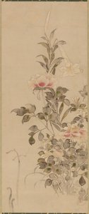 Pæoner og liljer, Momoyama- eller Edo-perioden, 1568-1615.