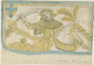 Abbots Bromley - Window Glass at Hall Hill: farveblyantskitse, nd [?18th cent] af Stebbing Shaw