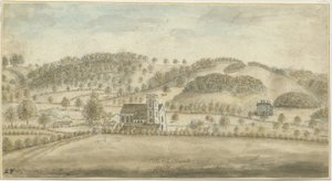 Colwich Church og Oakedge House: vandfarvemaleri, nd [1762-1802] (maleri) af Stebbing Shaw