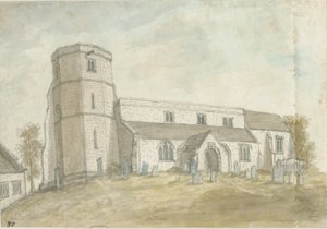 Dilhorne Kirke: vandfarvemaleri, nd [1762-1802] (maleri) af Stebbing Shaw