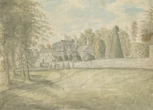 Great Barr Village - Old Tudor House: vandfarvemaleri, nd [1762-1802] af Stebbing Shaw