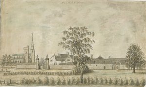 Hamstall Ridware - Church and Manor House: water color painting, nd [1762-1802] dani af Stebbing Shaw
