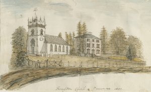 Haughton Church: vandfarvemaleri, 1801 af Stebbing Shaw