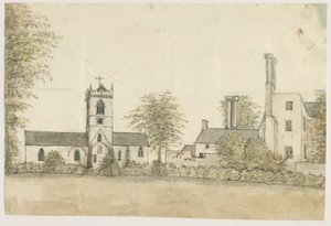 Lapley Church: vandfarvemaleri, nd [1762-1802] af Stebbing Shaw