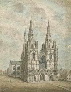 Lichfield Cathedral - West Front: watercolor painting, nd [1762-1802] dani af Stebbing Shaw