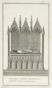 Lichfield Cathedral - Monument til biskop Langton: gravering, nd [1762-1798] (tryk) af Stebbing Shaw