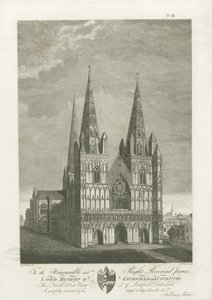 Lichfield Cathedral - West Front: gravering, nd [1762-1802] (tryk) af Stebbing Shaw