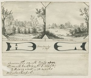 Mavesyn Ridware Hall - Gatehouse: tegning med indisk blæk af Stebbing Shaw