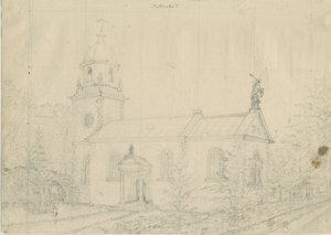 Patshull Church: blyantstegning, nd [1762-1802] af Stebbing Shaw