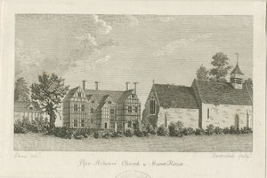 Pipe Ridware kirke og herregård: gravering, nd [1762-1798] af Stebbing Shaw