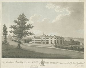 Soho Manufactory: farvet akvatintegravering, nd [c 1798] (tryk) af Stebbing Shaw