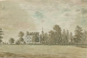 Statfold Hall: akvarelmaleri, nd [1762-1802] af Stebbing Shaw