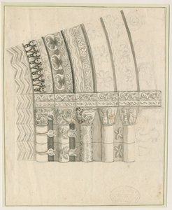 Tutbury Priory Church - West Doorway: pen og sepia tegning, nd [1762-1802] af Stebbing Shaw