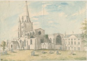 Uttoxeter Church [Old]: water color painting, nd [1794] dani af Stebbing Shaw