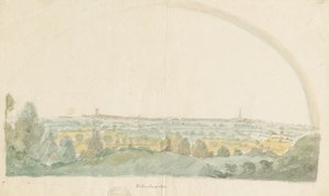Wolverhampton - Fjernsyn fra Tettenhalls højder: vandfarvemaleri, nd [slutningen af det 18. århundrede] af Stebbing Shaw