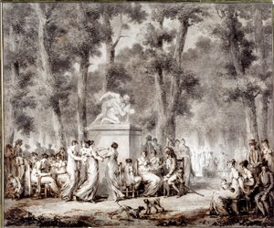 Udsigt over Tuileries terrasse i 1807 World udgang til parken. Tegning af Jean Pierre Norblin De La Gourdaine (1745-1830)