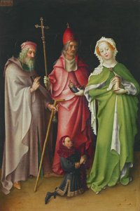 Flügel des Weltgerichtsaltares: Hl. Antonius, Papst Cornelius und Maria Magdalena mit einem Stifter